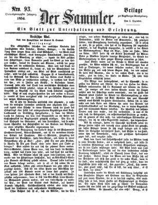 Der Sammler (Augsburger Abendzeitung) Sonntag 3. Dezember 1854