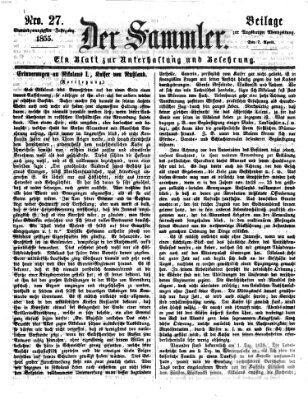 Der Sammler (Augsburger Abendzeitung) Samstag 7. April 1855