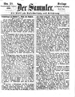 Der Sammler (Augsburger Abendzeitung) Samstag 14. April 1855