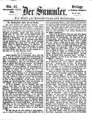 Der Sammler (Augsburger Abendzeitung) Samstag 16. Juni 1855