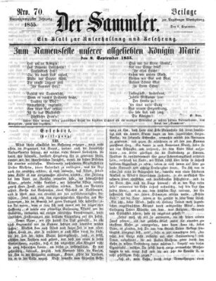 Der Sammler (Augsburger Abendzeitung) Samstag 8. September 1855