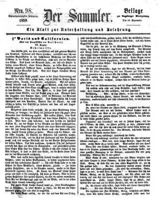 Der Sammler (Augsburger Abendzeitung) Samstag 10. September 1859