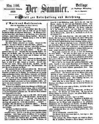 Der Sammler (Augsburger Abendzeitung) Donnerstag 15. September 1859