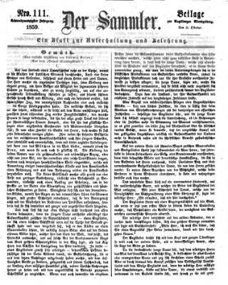 Der Sammler (Augsburger Abendzeitung) Dienstag 11. Oktober 1859