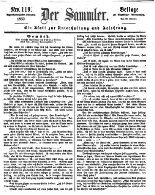 Der Sammler (Augsburger Abendzeitung) Samstag 29. Oktober 1859