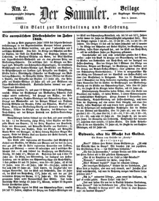 Der Sammler (Augsburger Abendzeitung) Donnerstag 5. Januar 1860