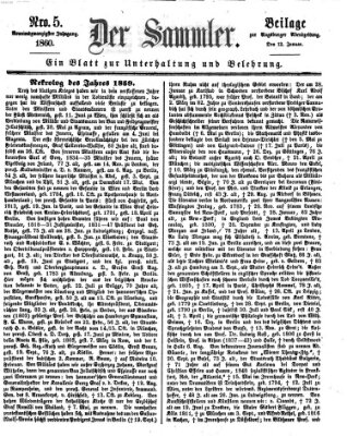 Der Sammler (Augsburger Abendzeitung) Donnerstag 12. Januar 1860