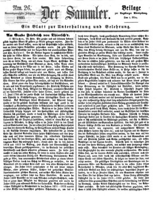 Der Sammler (Augsburger Abendzeitung) Donnerstag 1. März 1860