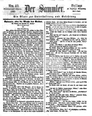 Der Sammler (Augsburger Abendzeitung) Dienstag 3. April 1860