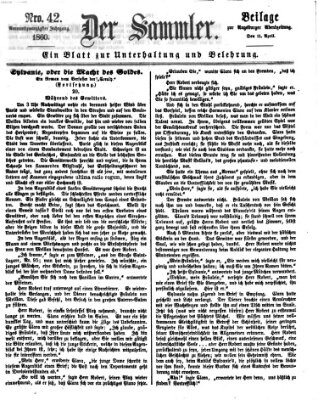 Der Sammler (Augsburger Abendzeitung) Mittwoch 11. April 1860