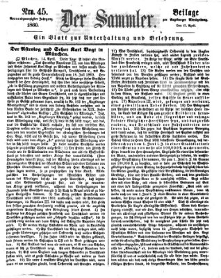 Der Sammler (Augsburger Abendzeitung) Dienstag 17. April 1860