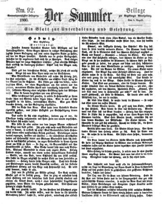 Der Sammler (Augsburger Abendzeitung) Donnerstag 9. August 1860