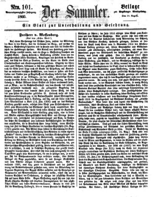 Der Sammler (Augsburger Abendzeitung) Donnerstag 30. August 1860