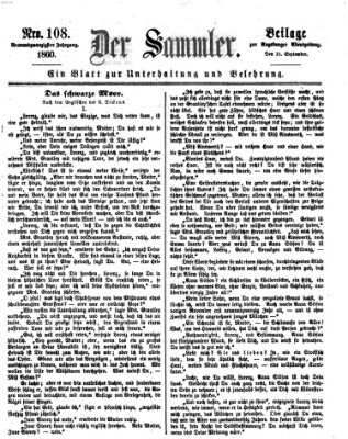 Der Sammler (Augsburger Abendzeitung) Samstag 15. September 1860