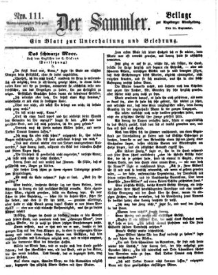 Der Sammler (Augsburger Abendzeitung) Samstag 22. September 1860