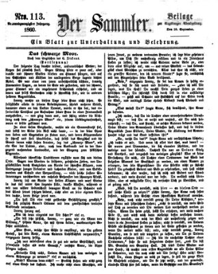 Der Sammler (Augsburger Abendzeitung) Samstag 29. September 1860