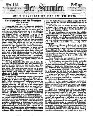 Der Sammler (Augsburger Abendzeitung) Donnerstag 11. Oktober 1860