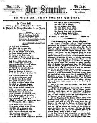 Der Sammler (Augsburger Abendzeitung) Samstag 13. Oktober 1860