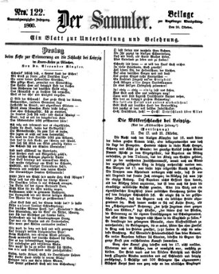 Der Sammler (Augsburger Abendzeitung) Samstag 20. Oktober 1860