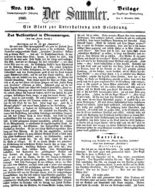 Der Sammler (Augsburger Abendzeitung) Dienstag 6. November 1860