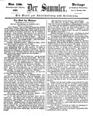 Der Sammler (Augsburger Abendzeitung) Samstag 24. November 1860