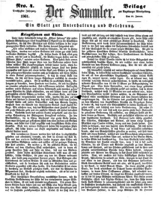 Der Sammler (Augsburger Abendzeitung) Donnerstag 10. Januar 1861