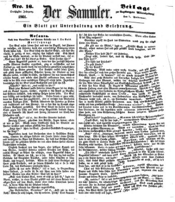 Der Sammler (Augsburger Abendzeitung) Donnerstag 7. Februar 1861