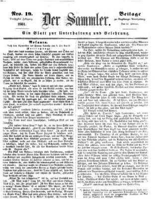 Der Sammler (Augsburger Abendzeitung) Donnerstag 14. Februar 1861