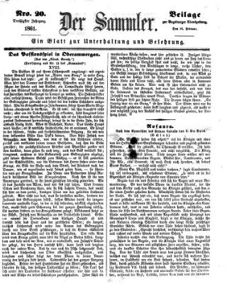 Der Sammler (Augsburger Abendzeitung) Samstag 16. Februar 1861