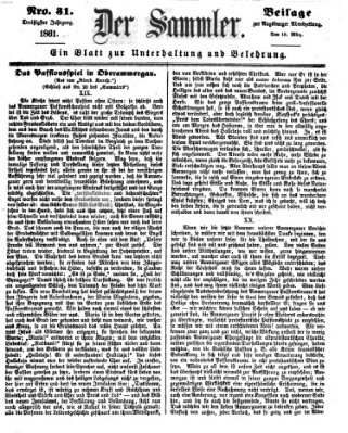 Der Sammler (Augsburger Abendzeitung) Dienstag 19. März 1861