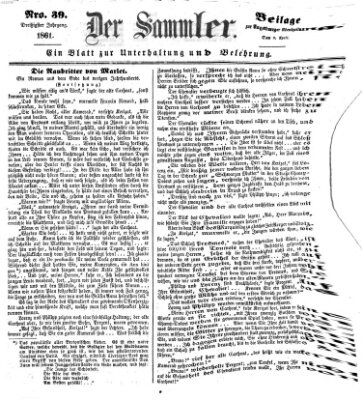 Der Sammler (Augsburger Abendzeitung) Dienstag 9. April 1861