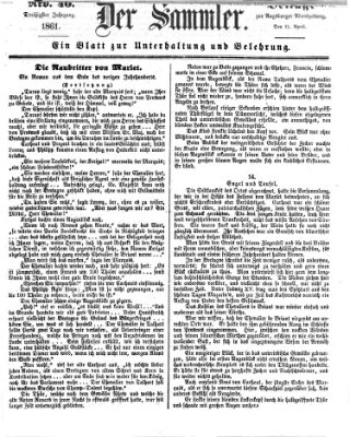 Der Sammler (Augsburger Abendzeitung) Donnerstag 11. April 1861