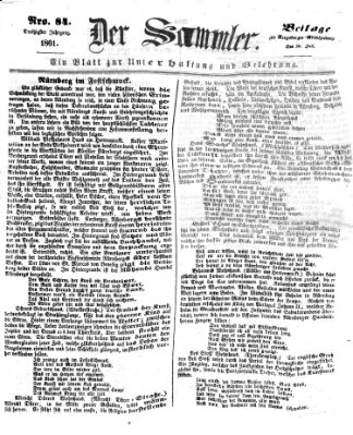 Der Sammler (Augsburger Abendzeitung) Dienstag 30. Juli 1861