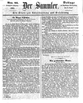 Der Sammler (Augsburger Abendzeitung) Dienstag 20. August 1861