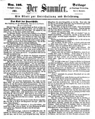 Der Sammler (Augsburger Abendzeitung) Samstag 14. September 1861