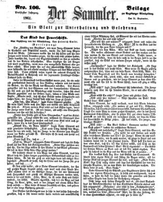 Der Sammler (Augsburger Abendzeitung) Samstag 21. September 1861