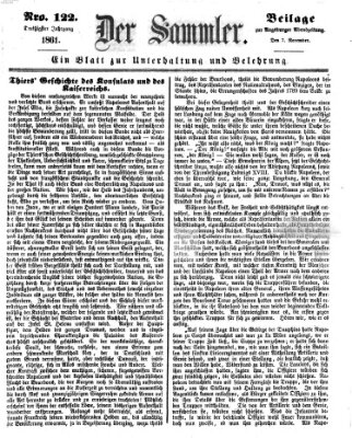 Der Sammler (Augsburger Abendzeitung) Donnerstag 7. November 1861