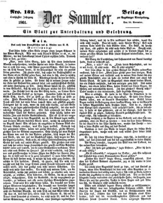 Der Sammler (Augsburger Abendzeitung) Samstag 30. November 1861