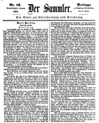 Der Sammler (Augsburger Abendzeitung) Donnerstag 30. Januar 1862