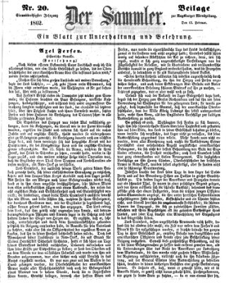 Der Sammler (Augsburger Abendzeitung) Donnerstag 13. Februar 1862