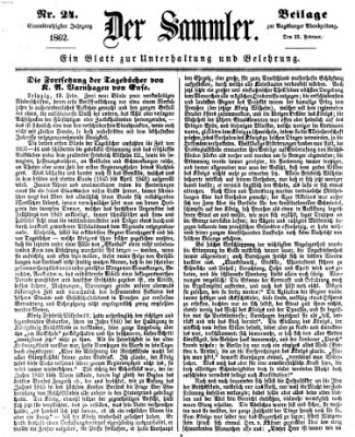 Der Sammler (Augsburger Abendzeitung) Samstag 22. Februar 1862