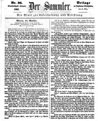 Der Sammler (Augsburger Abendzeitung) Samstag 22. März 1862