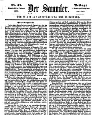 Der Sammler (Augsburger Abendzeitung) Donnerstag 3. April 1862
