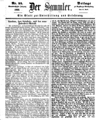 Der Sammler (Augsburger Abendzeitung) Donnerstag 10. April 1862