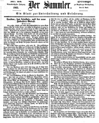 Der Sammler (Augsburger Abendzeitung) Samstag 12. April 1862