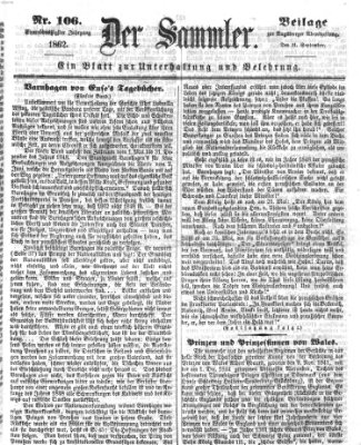 Der Sammler (Augsburger Abendzeitung) Donnerstag 11. September 1862