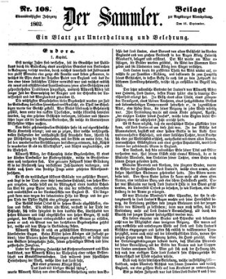 Der Sammler (Augsburger Abendzeitung) Dienstag 16. September 1862