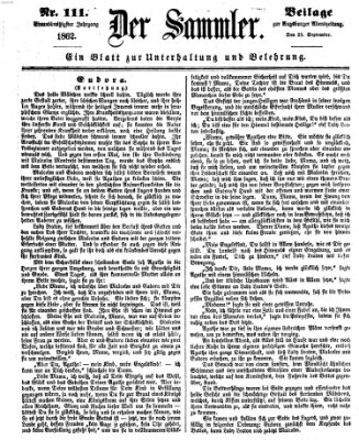 Der Sammler (Augsburger Abendzeitung) Dienstag 23. September 1862