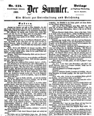 Der Sammler (Augsburger Abendzeitung) Dienstag 30. September 1862