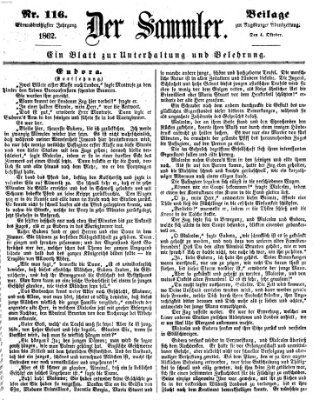 Der Sammler (Augsburger Abendzeitung) Samstag 4. Oktober 1862